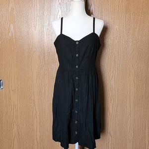 Old Navy Black Linen Button Down Dress NWOT